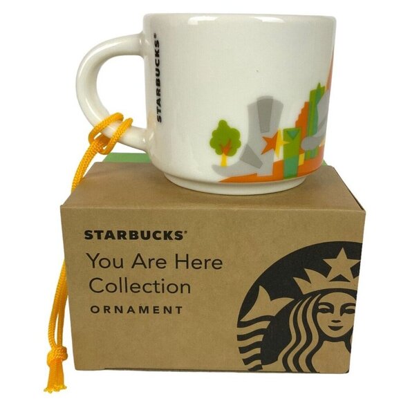Starbucks Dallas Mini Coffee Cup Ceramic Christmas Ornament 2018 You Are Here - Picture 3 of 6